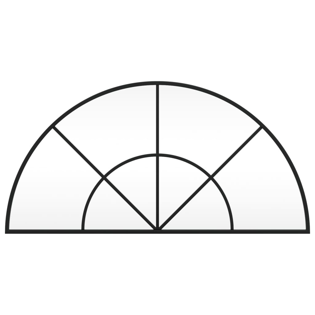 Oglindă de perete, negru, 80x40 cm, arcuită, fier