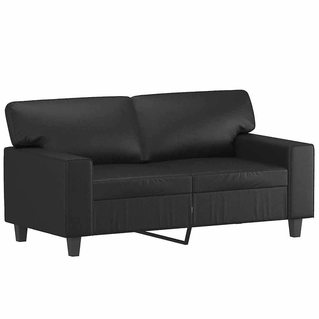 Canapea cu 2 locuri, negru, 120 cm, piele ecologică