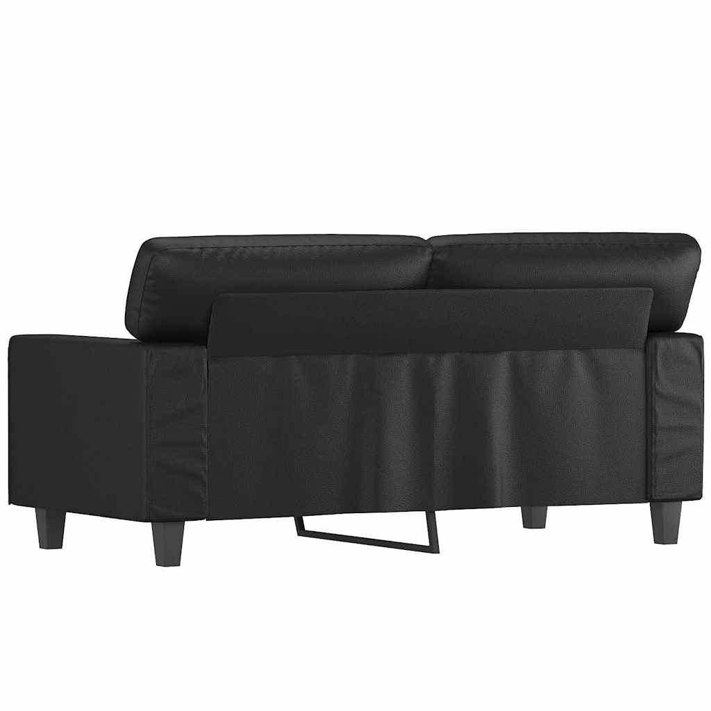 Canapea cu 2 locuri, negru, 120 cm, piele ecologică