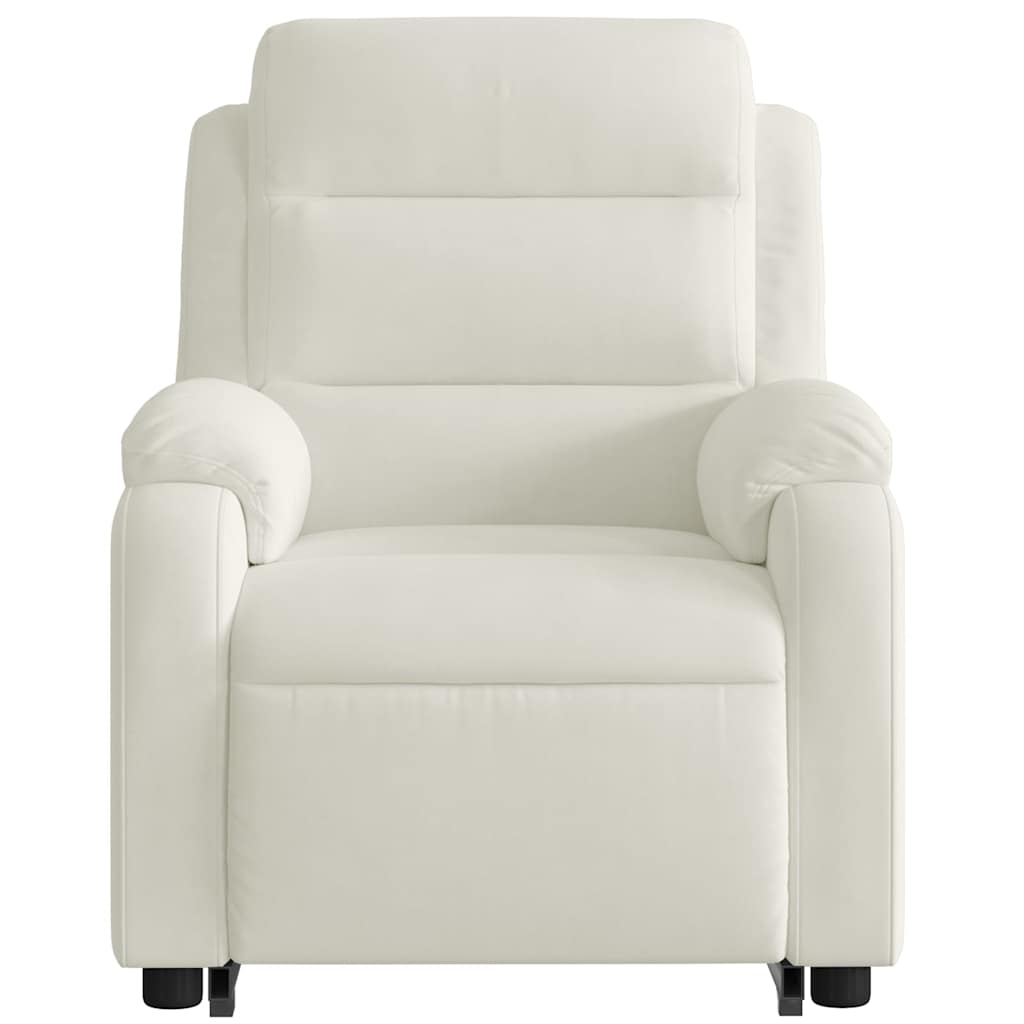 Fotoliu de masaj rabatabil cu ridicare, crem, catifea