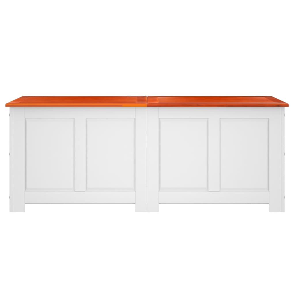 Cufăr de depozitare cu capac, maro și alb, lemn masiv de acacia