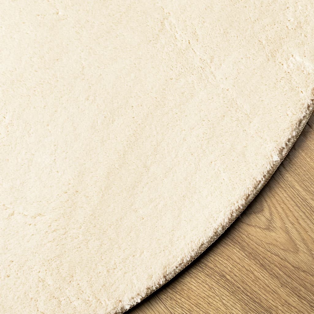 Covor HUARTE, fir scurt, moale și lavabil, crem, Ø 120 cm