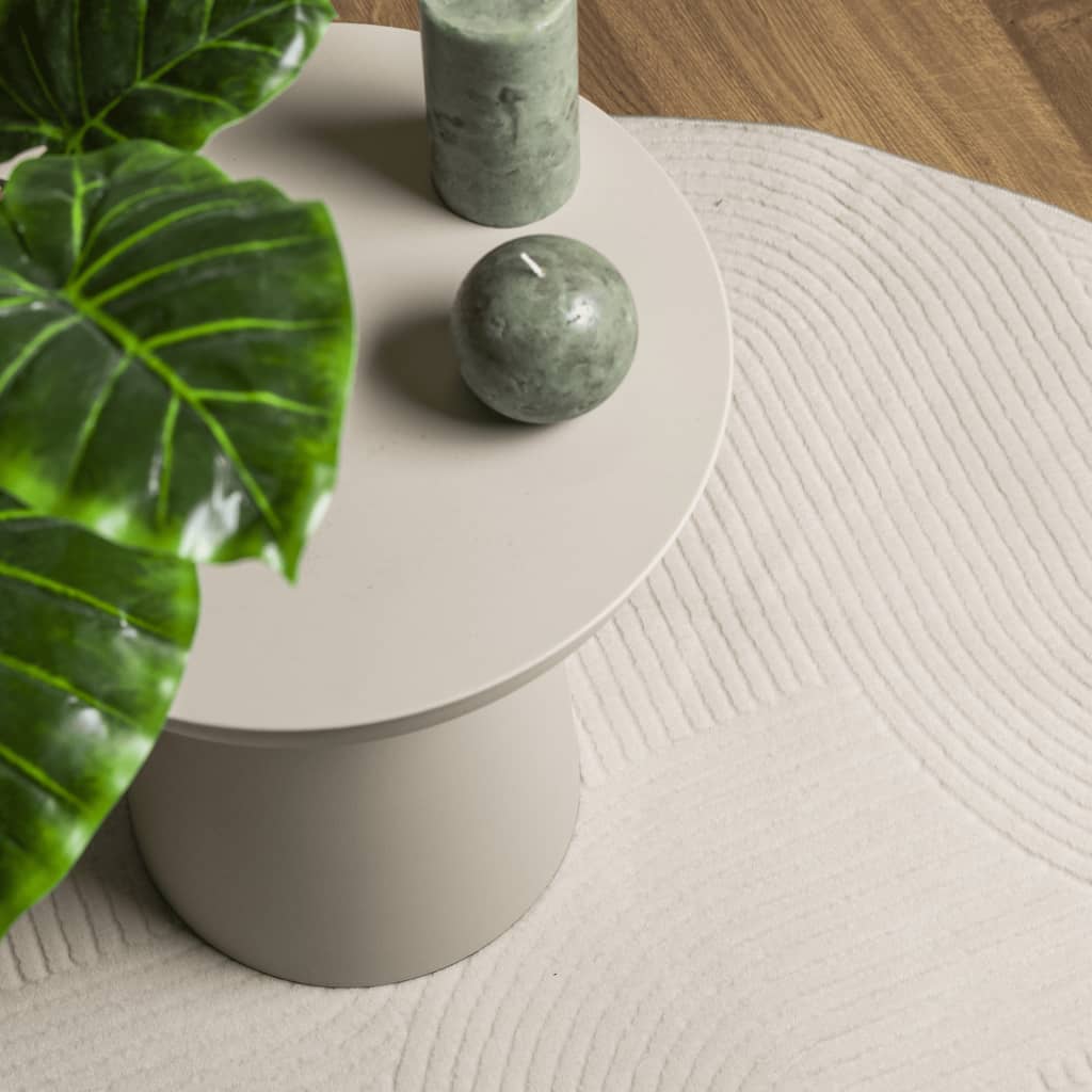 Covor "IZA" aspect scandinav, cu fire scurte, crem, Ø 100 cm