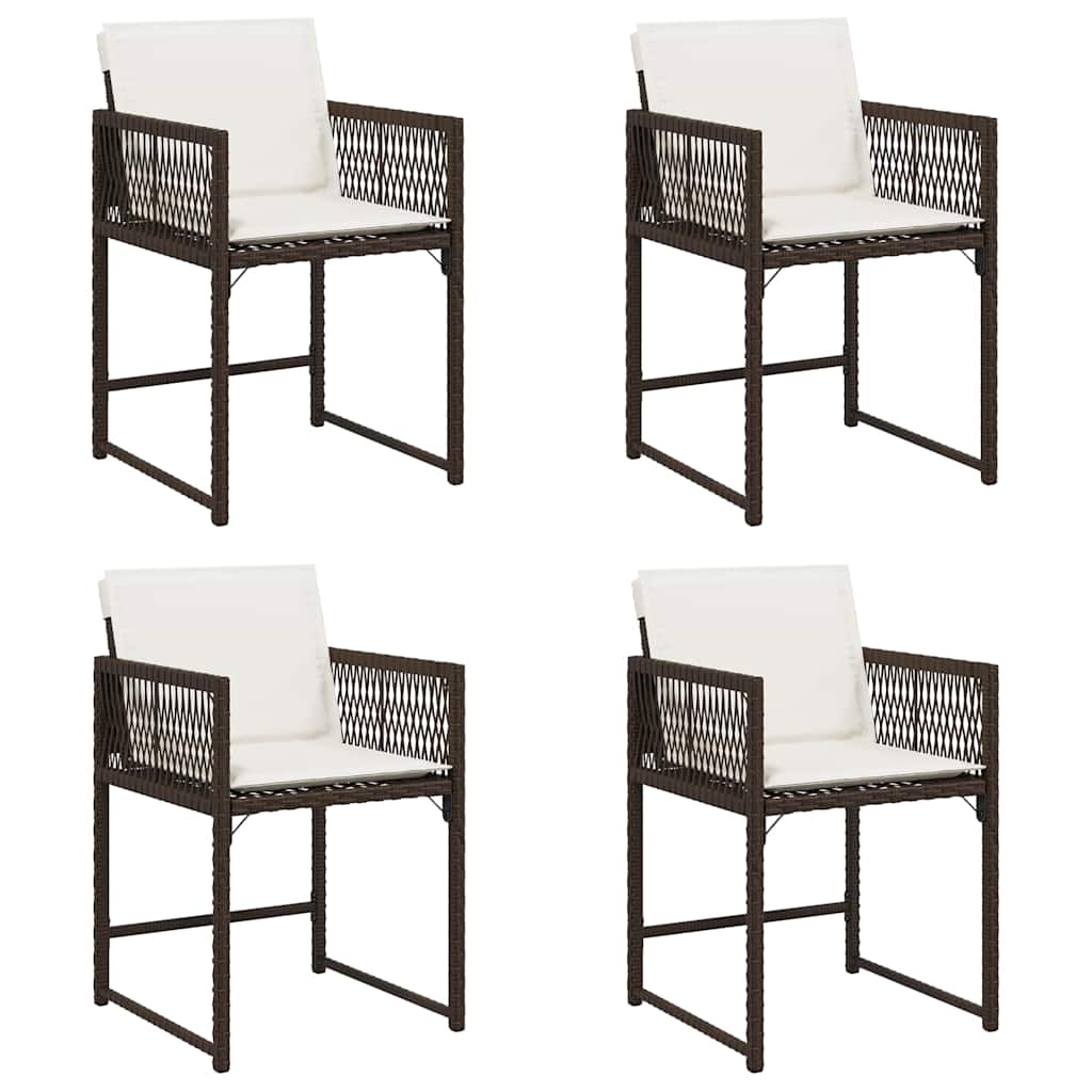 Scaune de grădină cu perne, 4 buc., maro, poliratan