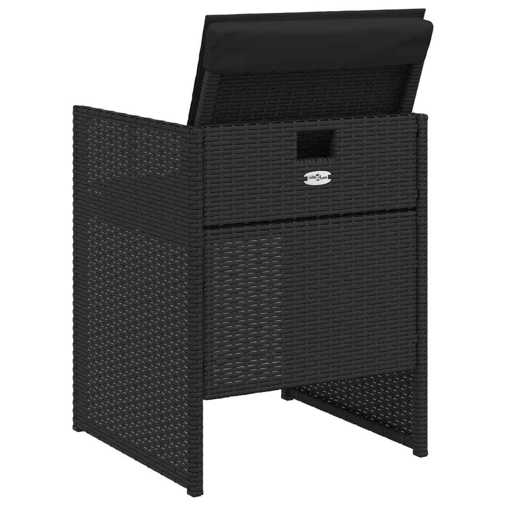 Set mobilier de grădină cu perne, 5 piese, negru, poliratan