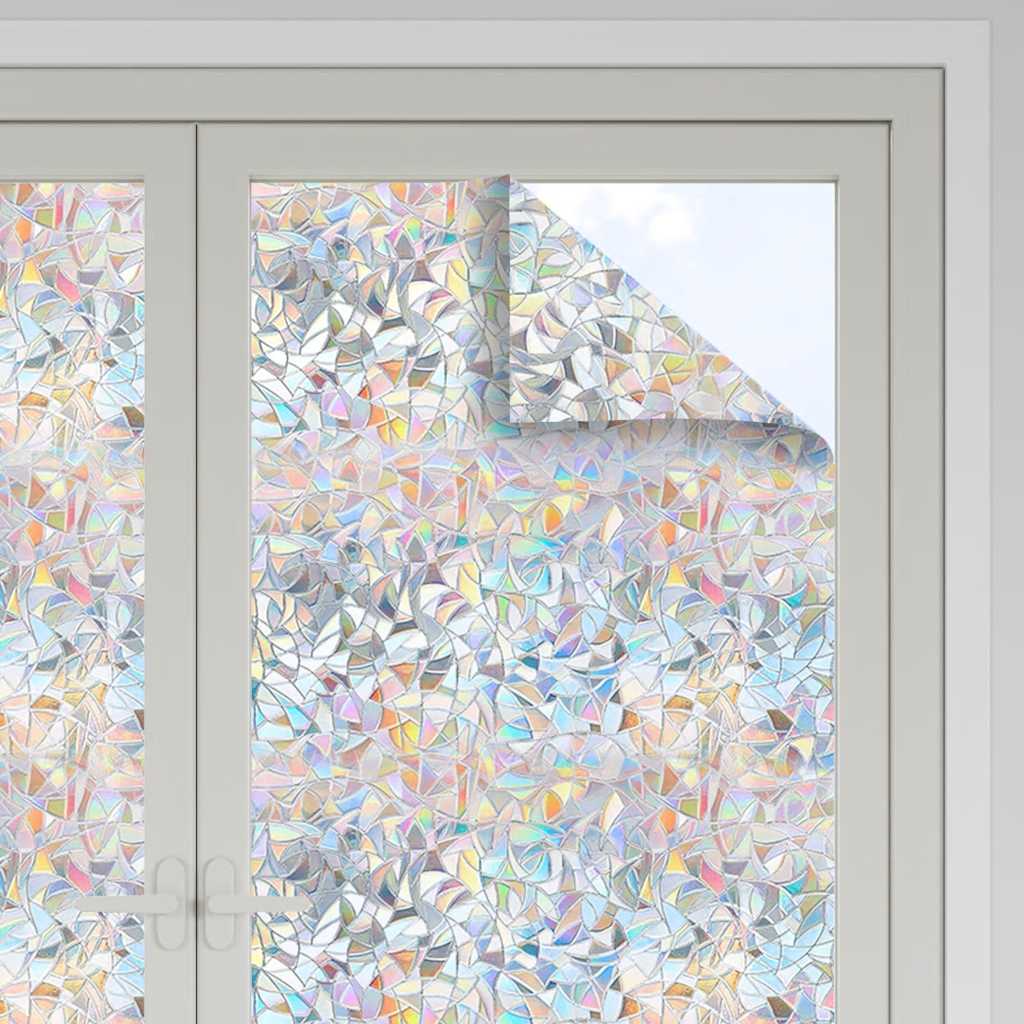 Folie fereastră, 5 buc., mată, model curcubeu 3D, PVC