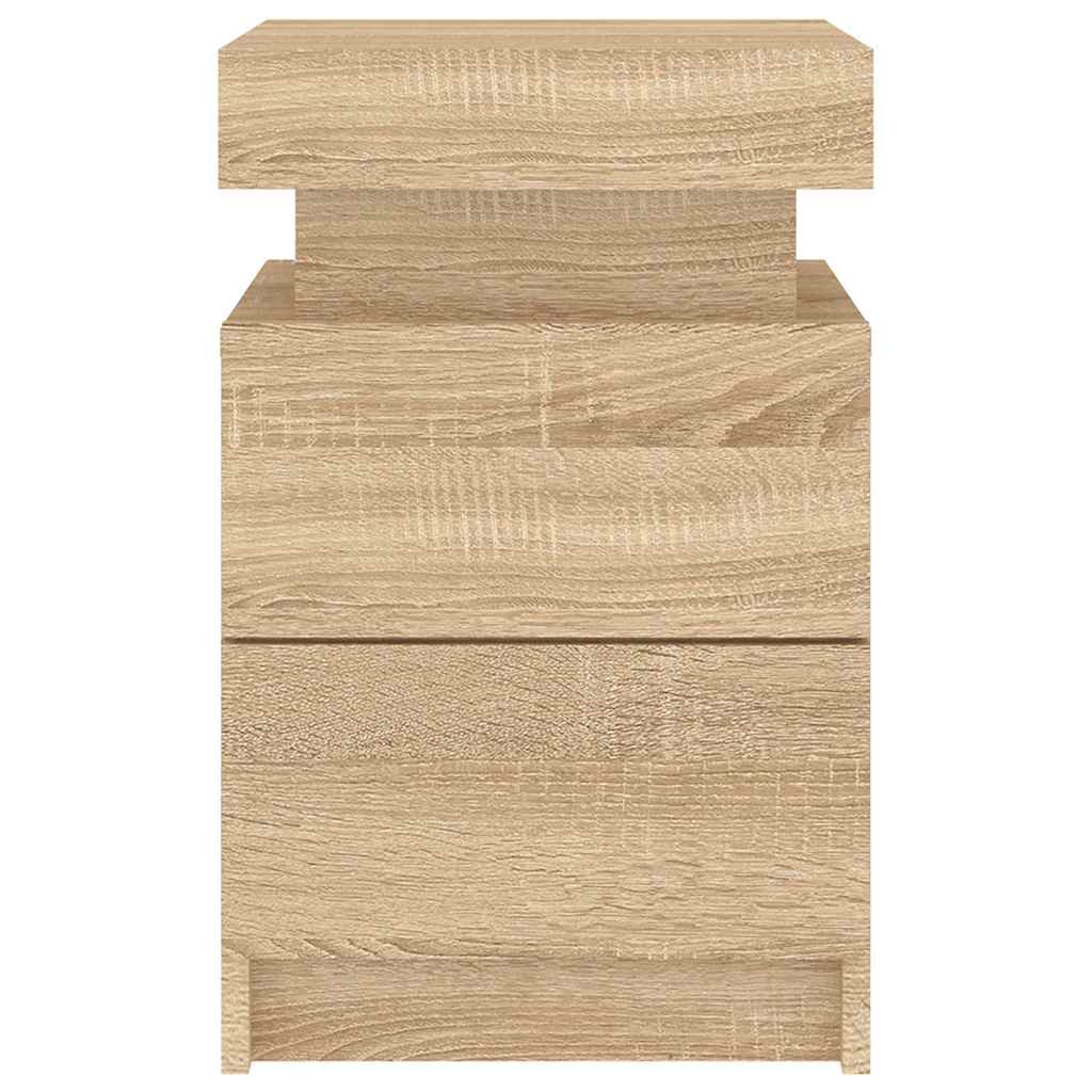Noptiere cu lumini LED, 2 buc., stejar sonoma, 35x39x55 cm