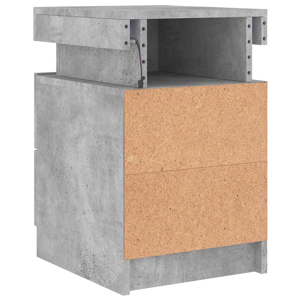 Noptieră cu lumini LED, gri beton, 35x39x55 cm