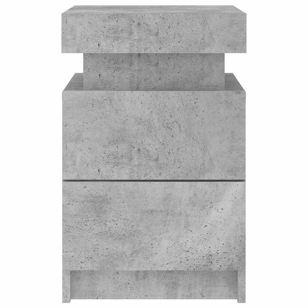 Noptiere cu lumini LED, 2 buc., gri beton, 35x39x55 cm