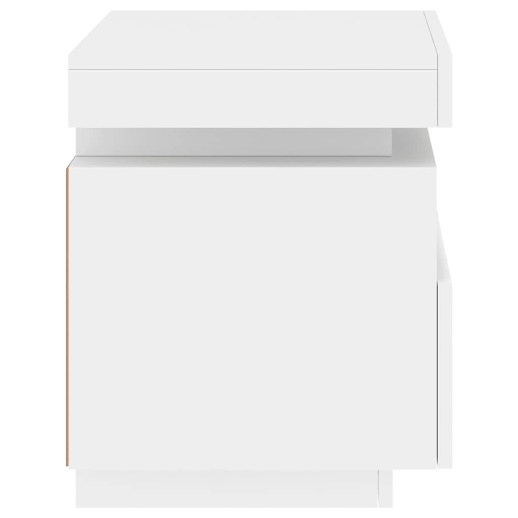 Noptiere cu lumini LED, 2 buc., alb, 40x39x48,5 cm