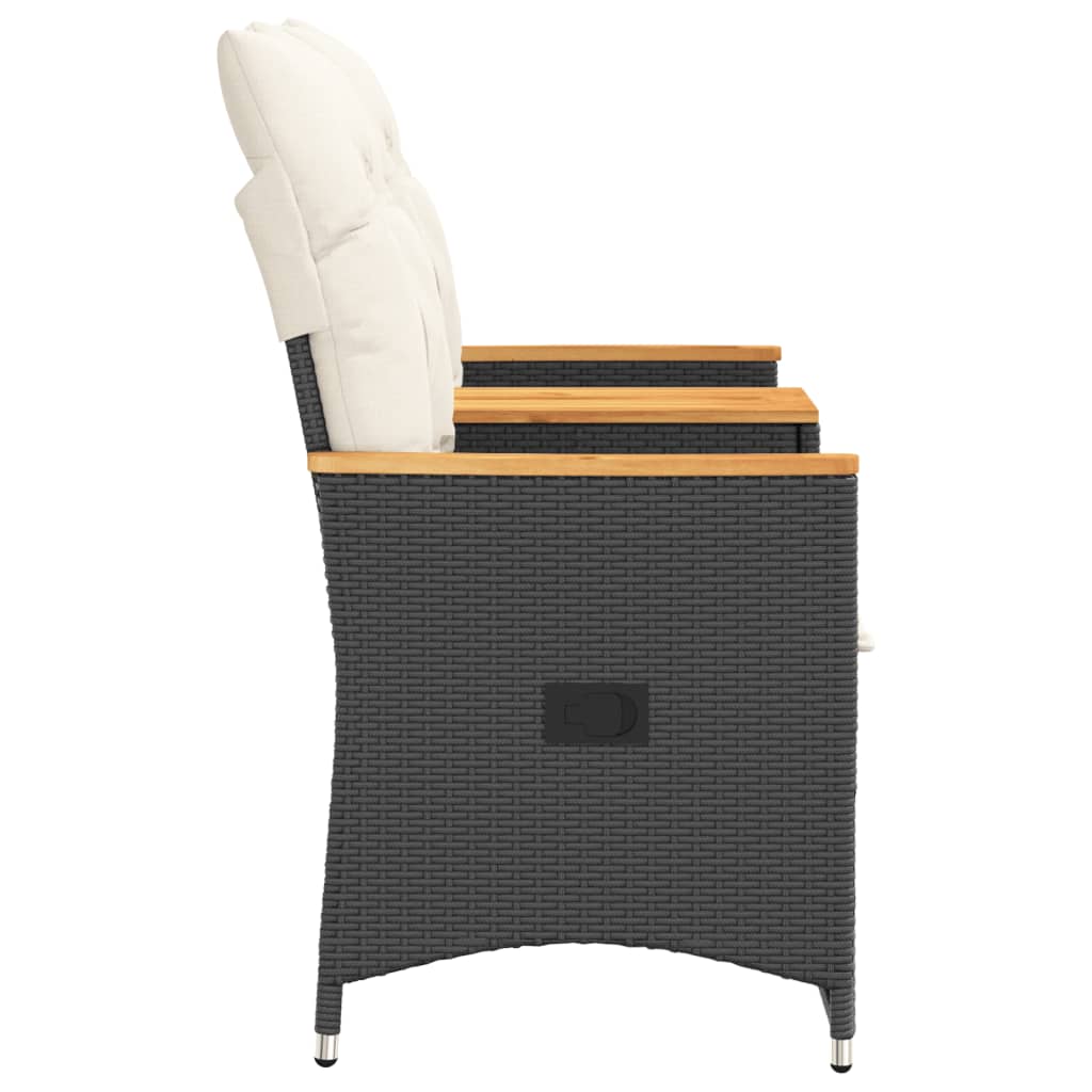 Canapea de grădină rabatabilă 2 locuri cu masă negru poliratan