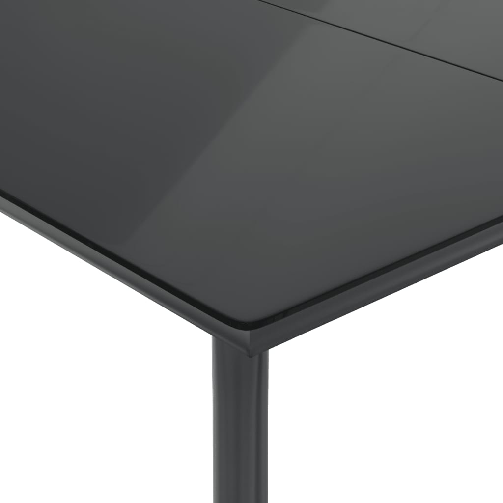 Set bistro cu perne, 3 piese, negru, poliratan