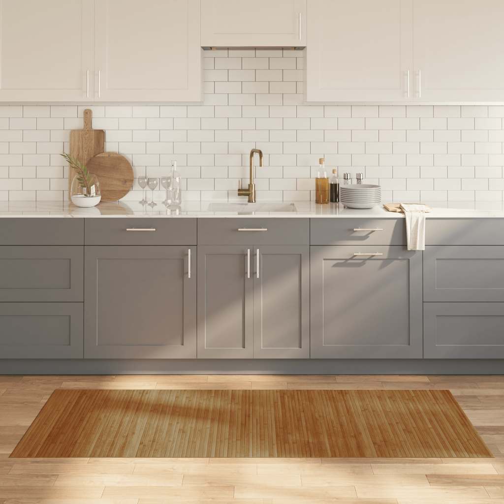 Covor dreptunghiular, maro, 80x200 cm, bambus