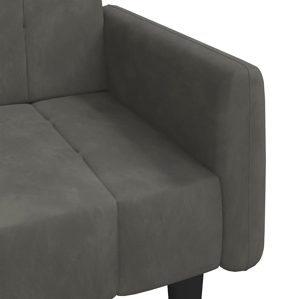 Canapea extensibilă cu 2 locuri, gri închis, catifea