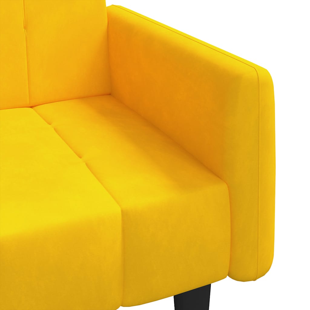 Canapea extensibilă cu 2 locuri, galben, catifea