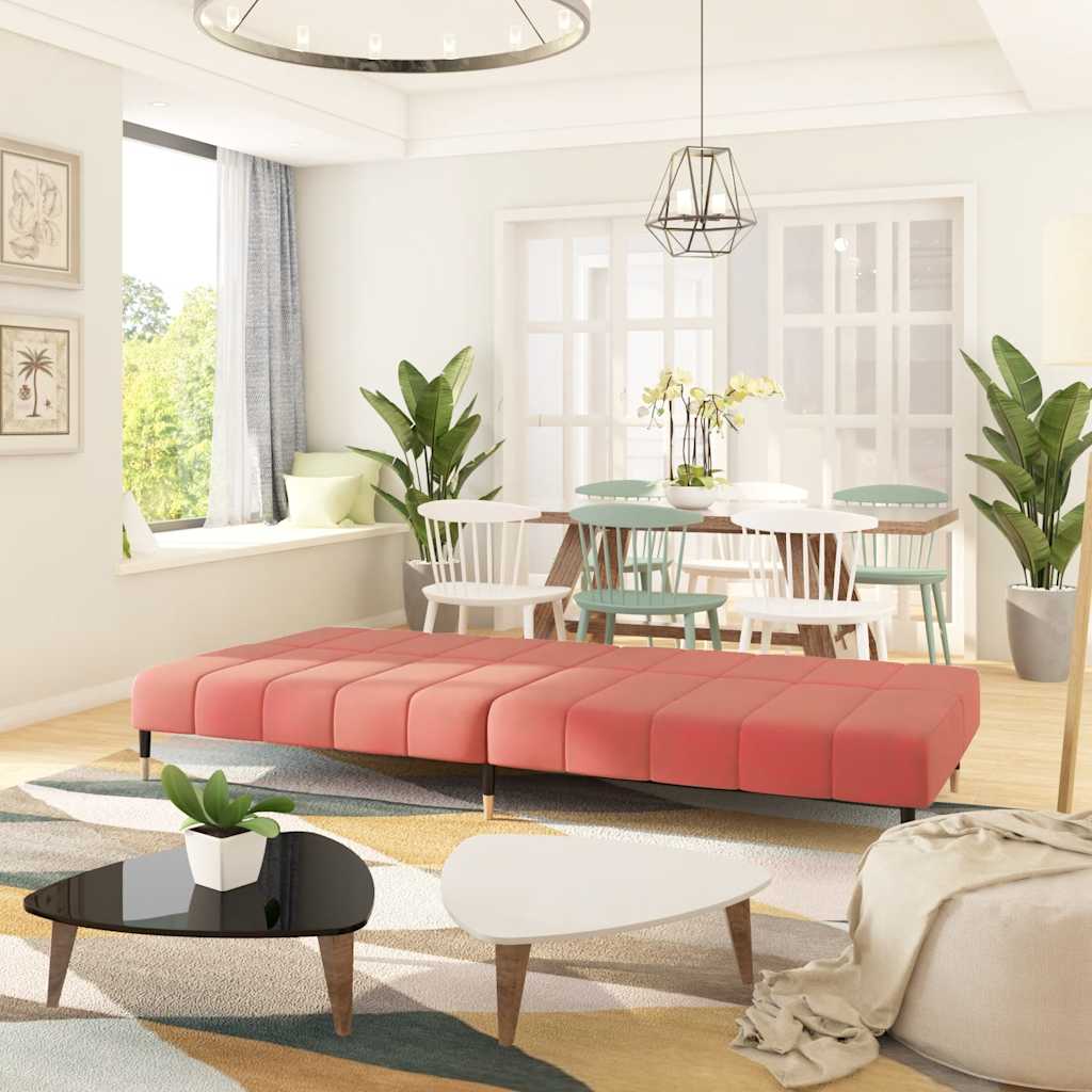 Canapea extensibilă cu 2 locuri, roz, catifea