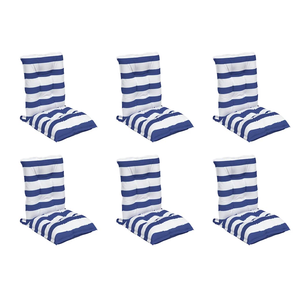 Perne de scaun spătar mic, 6 buc. dungi albastre&albe, textil