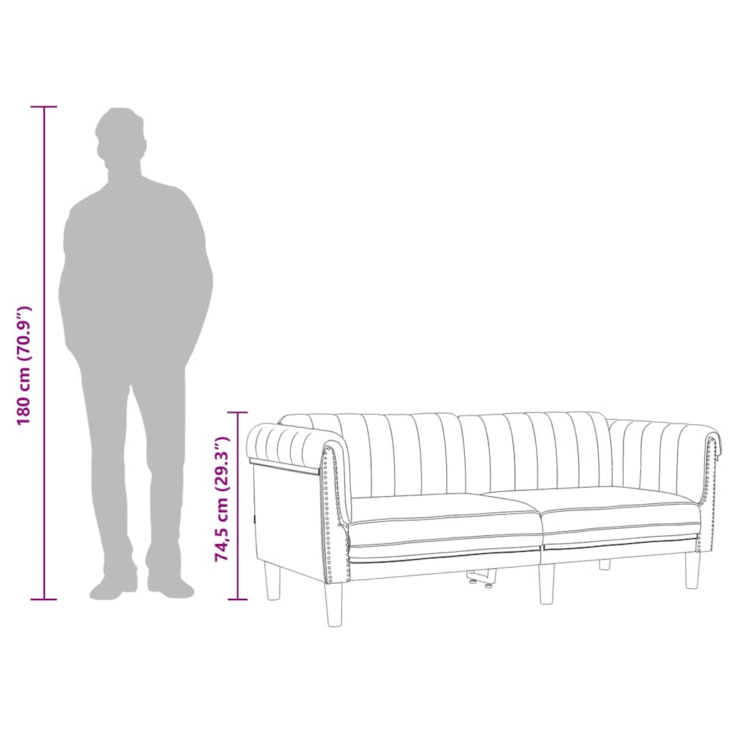 Canapea cu 2 locuri, roșu vin, catifea