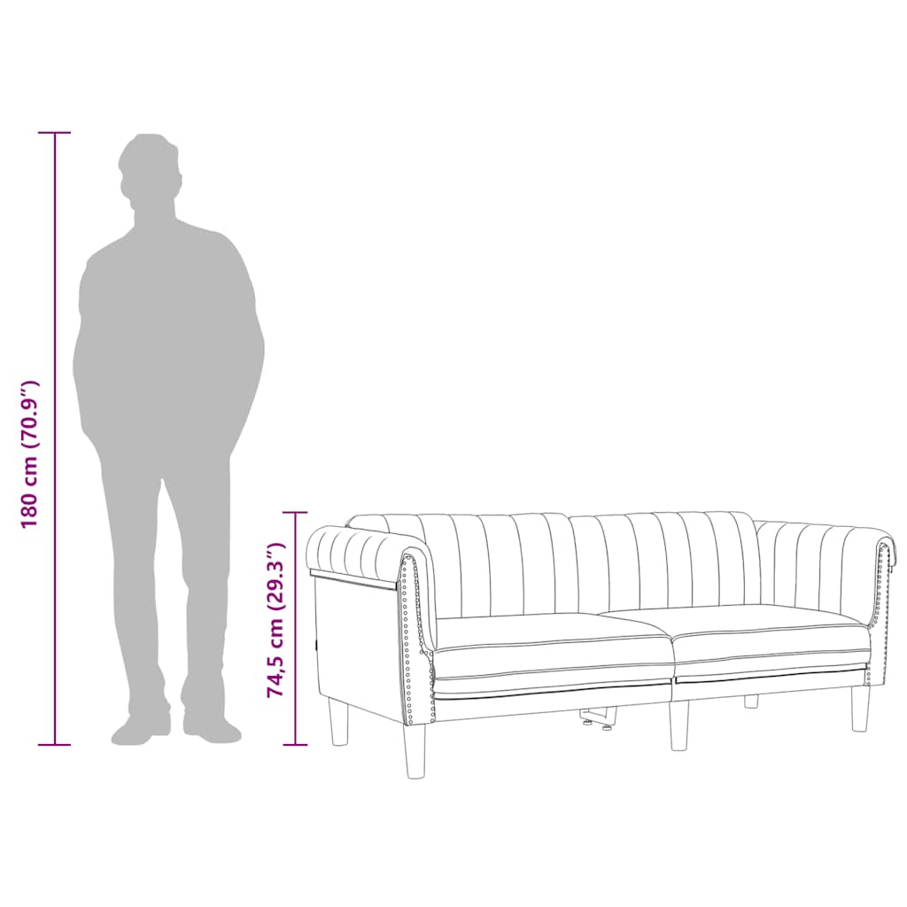 Canapea cu 2 locuri, galben, catifea