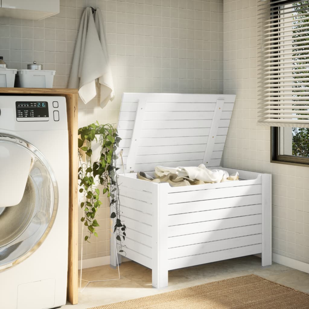 Cutie depozitare capac "RANA", alb, 100x49x54cm, lemn masiv pin