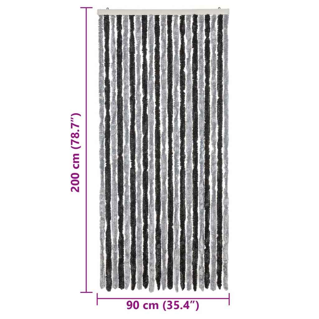 Perdea pentru insecte, gri și negru, 90x200 cm, chenille