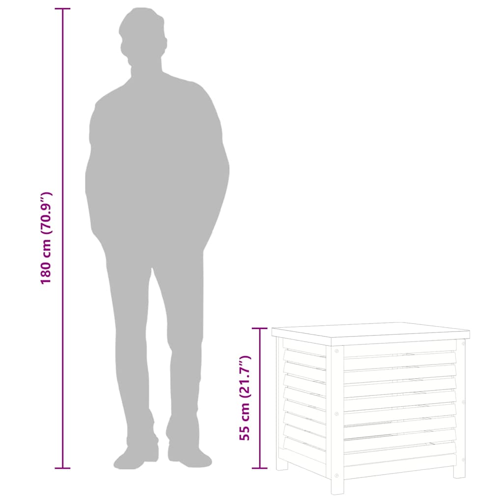 Ladă depozitare de grădină, 60x50x55 cm, lemn masiv de eucalipt