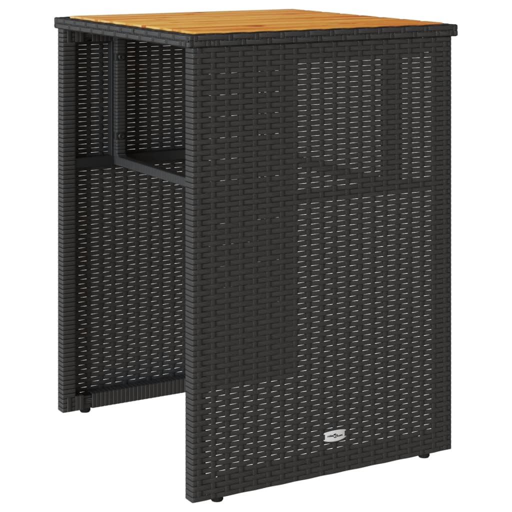 Set bistro cu perne, 3 piese, negru, poliratan