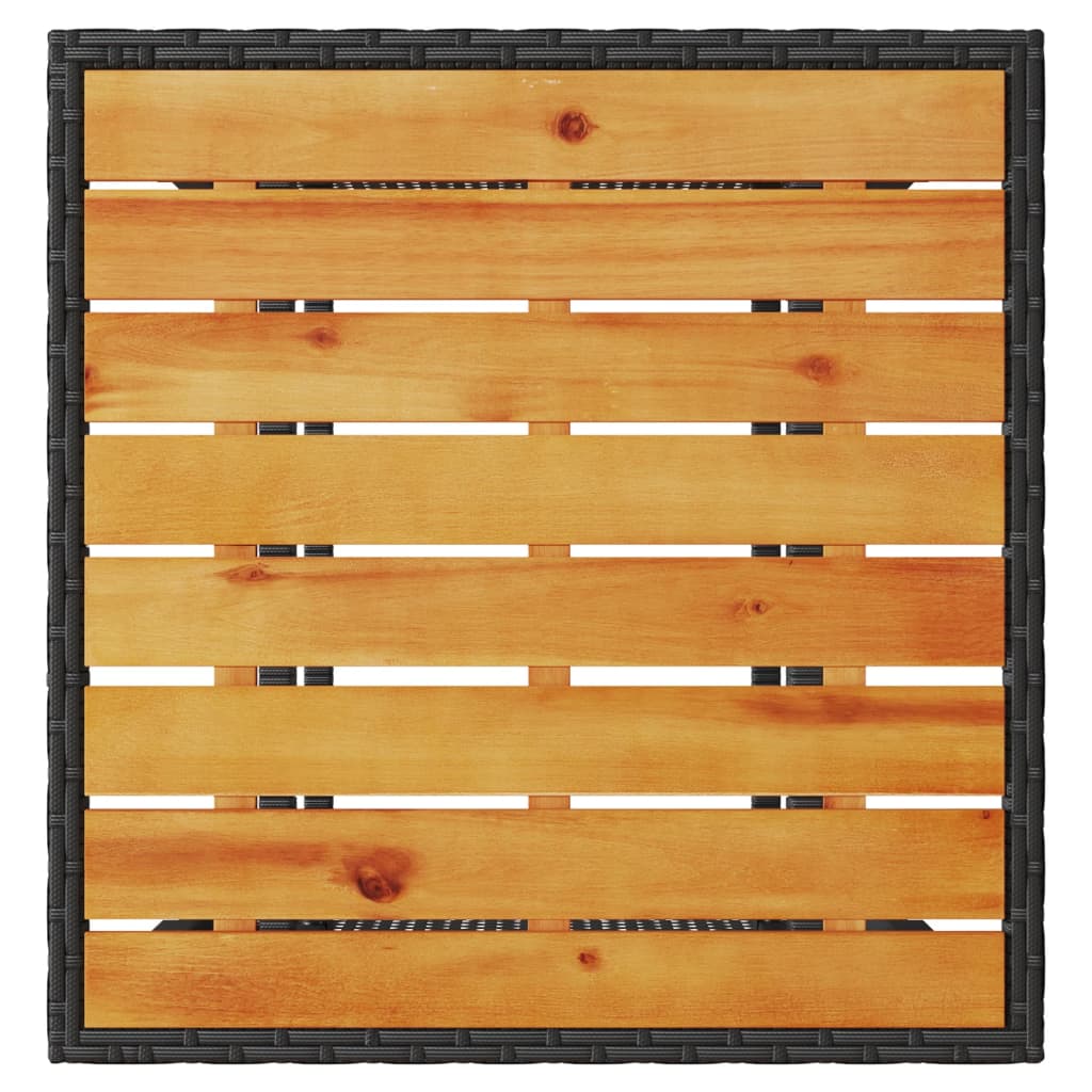 Set bistro cu perne, 3 piese, negru, poliratan