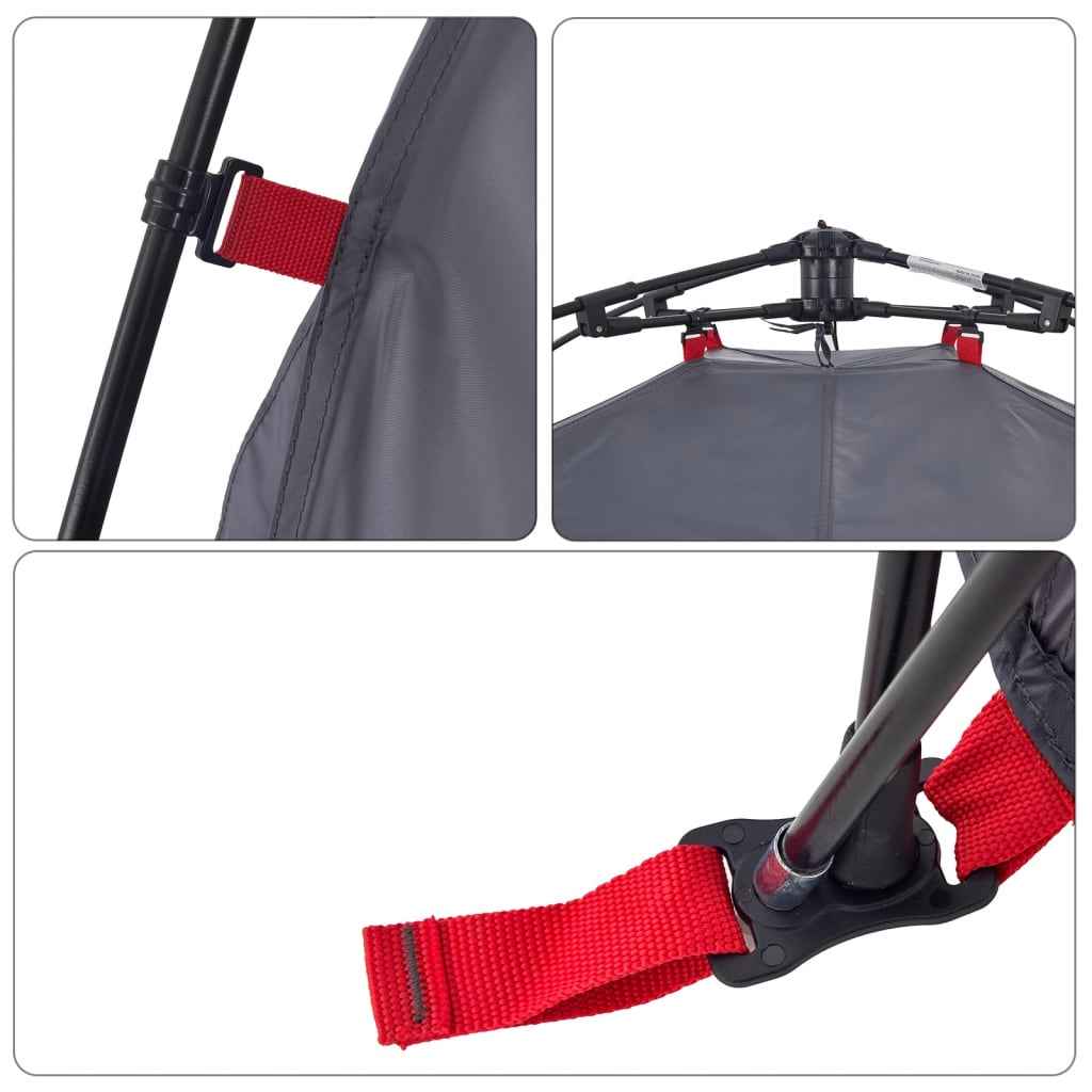 Cort camping cupolă 3 persoane, gri/portocaliu, setare rapidă