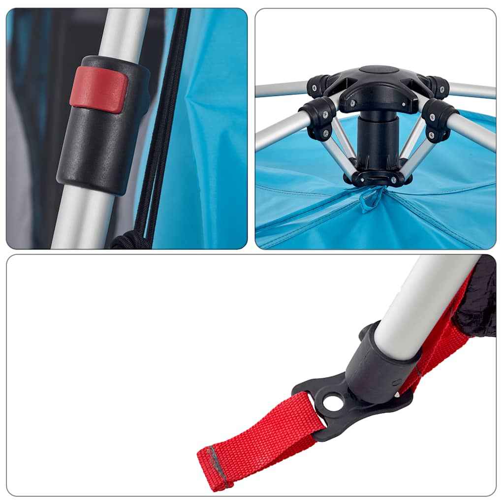 Cort de familie cupolă 10 persoane, setare rapidă, albastru