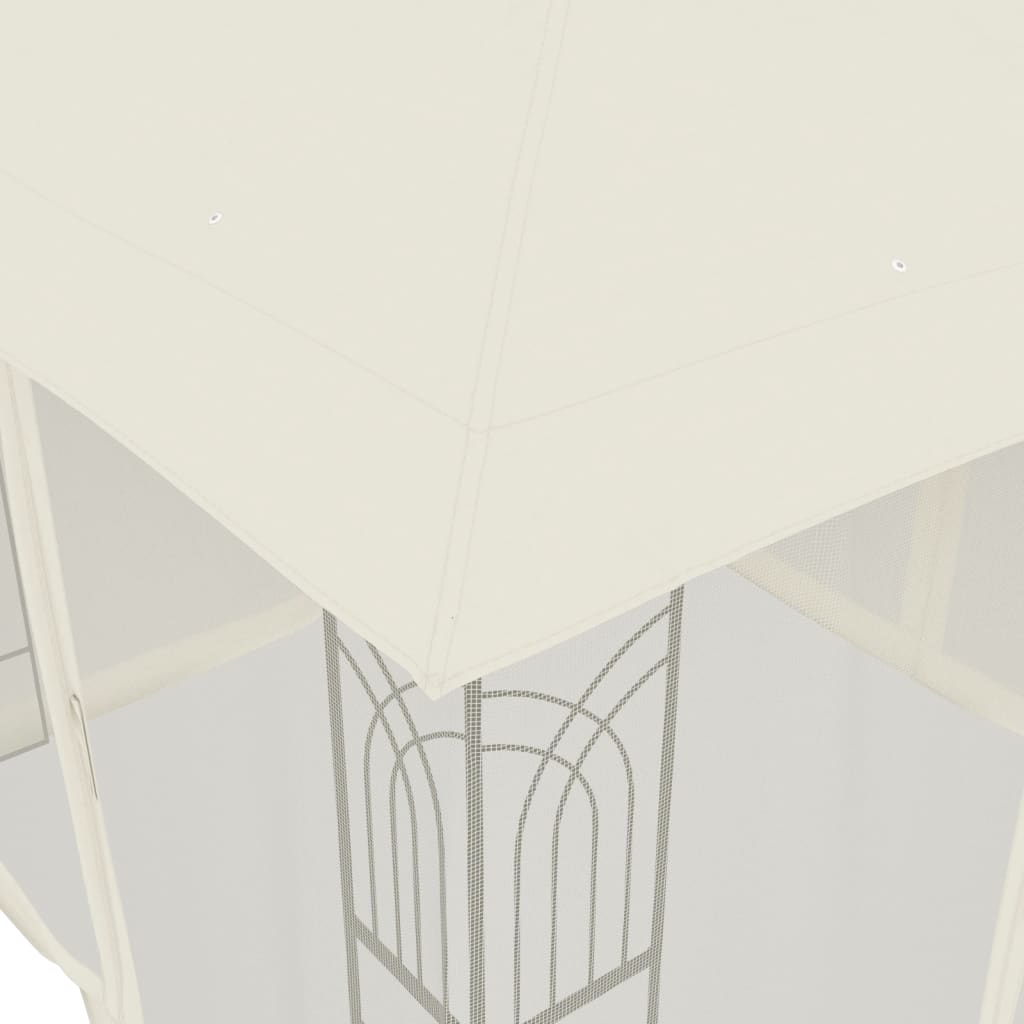 Foișor cu acoperiș dublu/pereți din plasă crem 2,94x2,94 m oțel