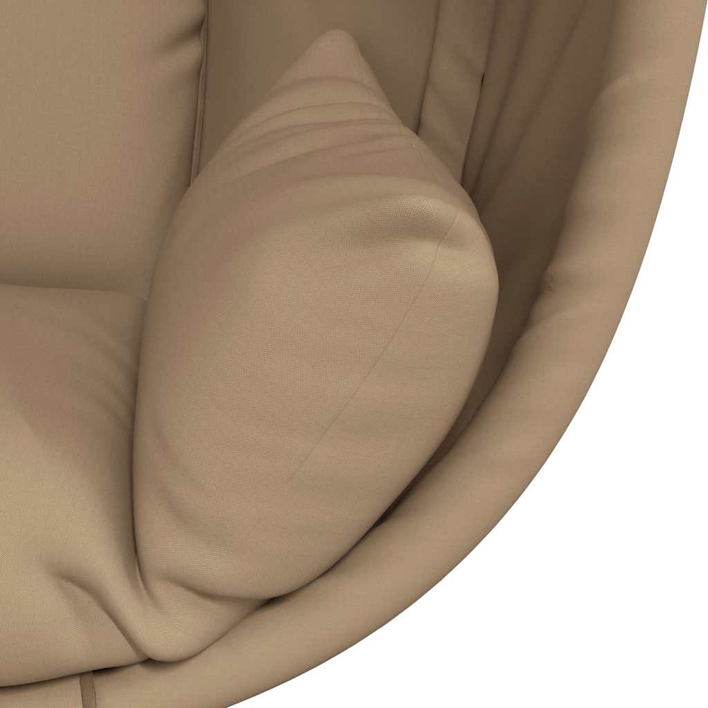 Scaun suspendat tip ou, cu suport, taupe, ratan și oțel