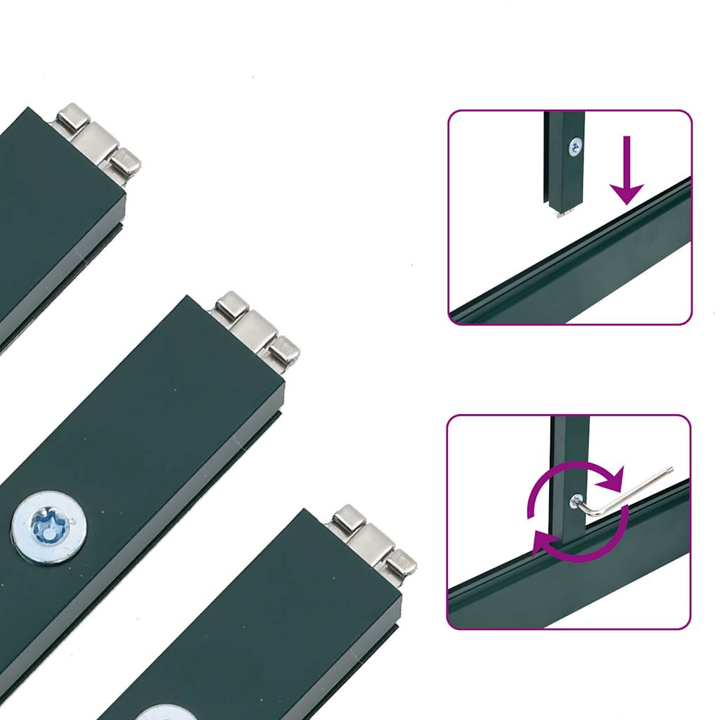 Sere cu cadru de bază, verde, 169x58x202 cm, aluminiu