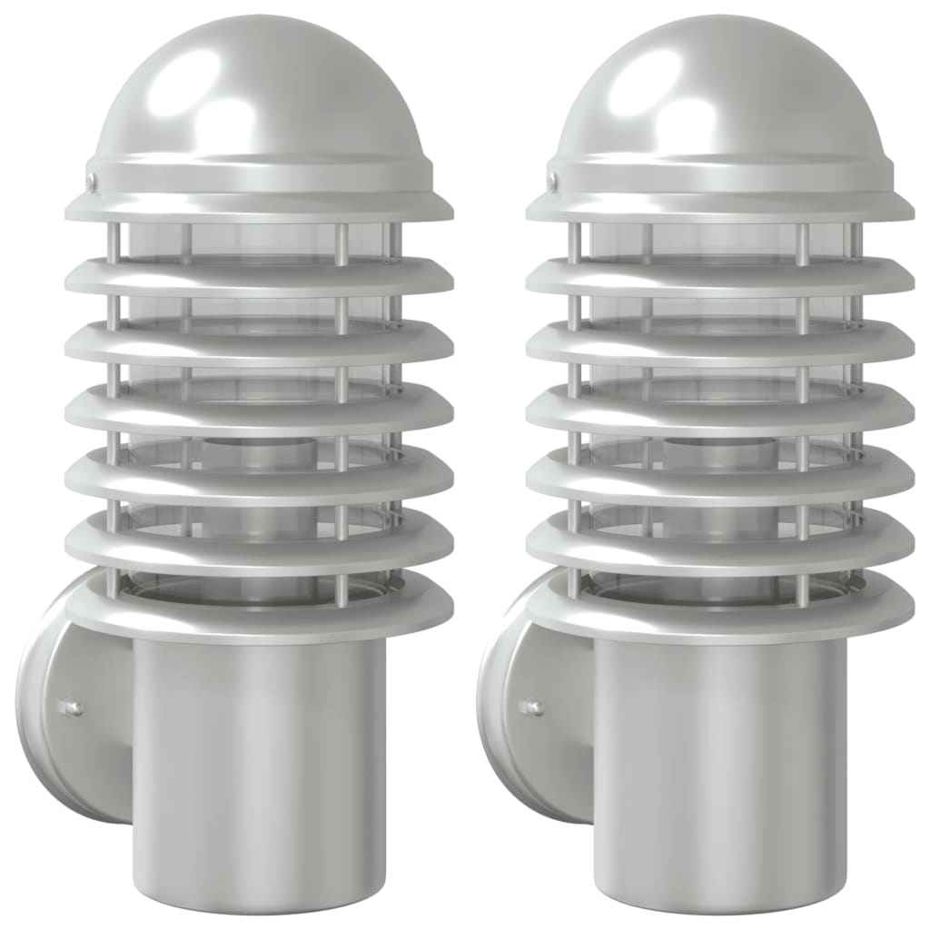 Corpuri de iluminat exterior de perete 2 buc argintiu oțel inox