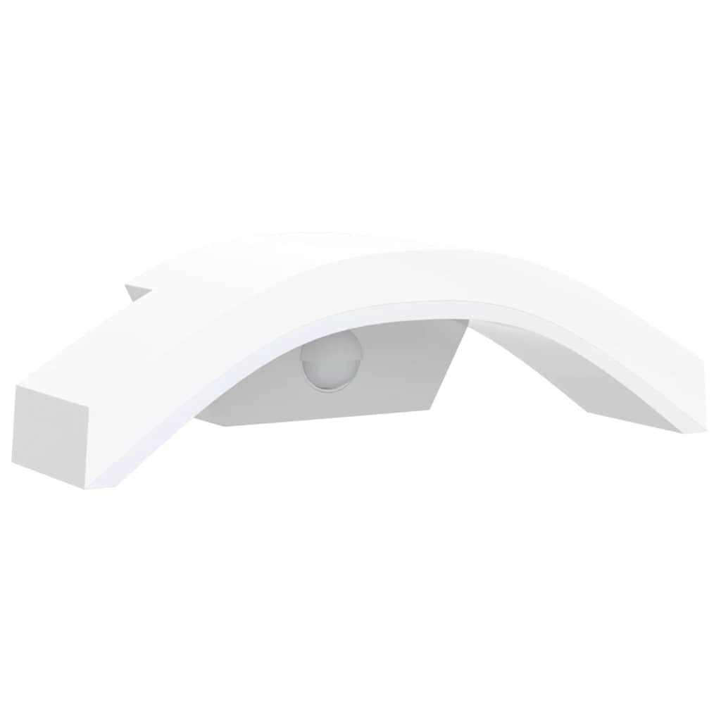 Lămpi exterioare de perete LED/senzor 2 buc alb aluminiu turnat