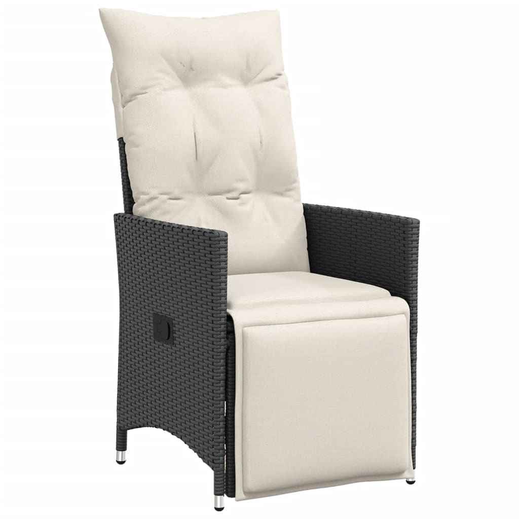 Set mobilier de grădină cu perne, 5 piese, negru, poliratan