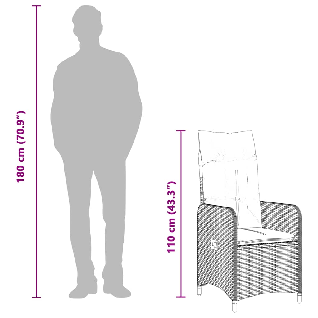 Set bistro de grădină, 3 piese, cu perne, bej, poliratan