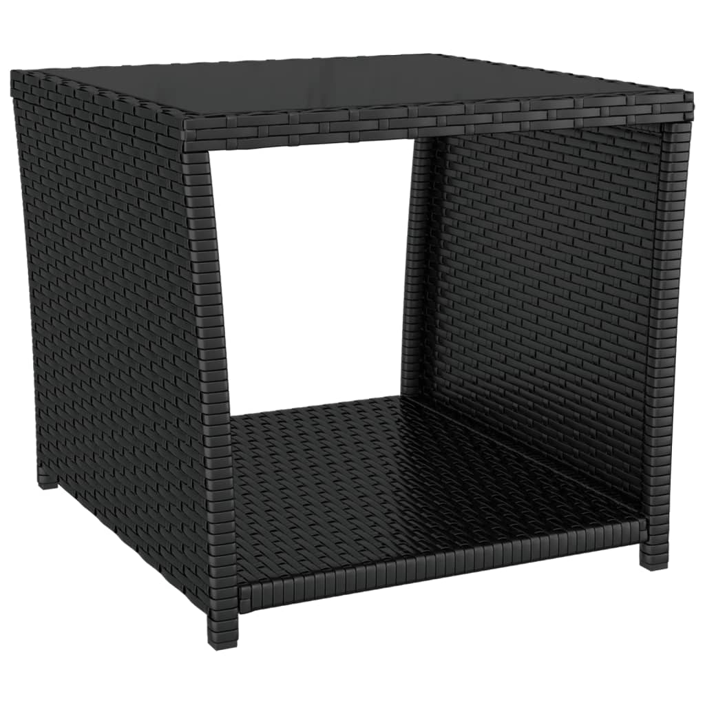 Set mobilier de grădină cu perne, 3 piese, negru, poliratan