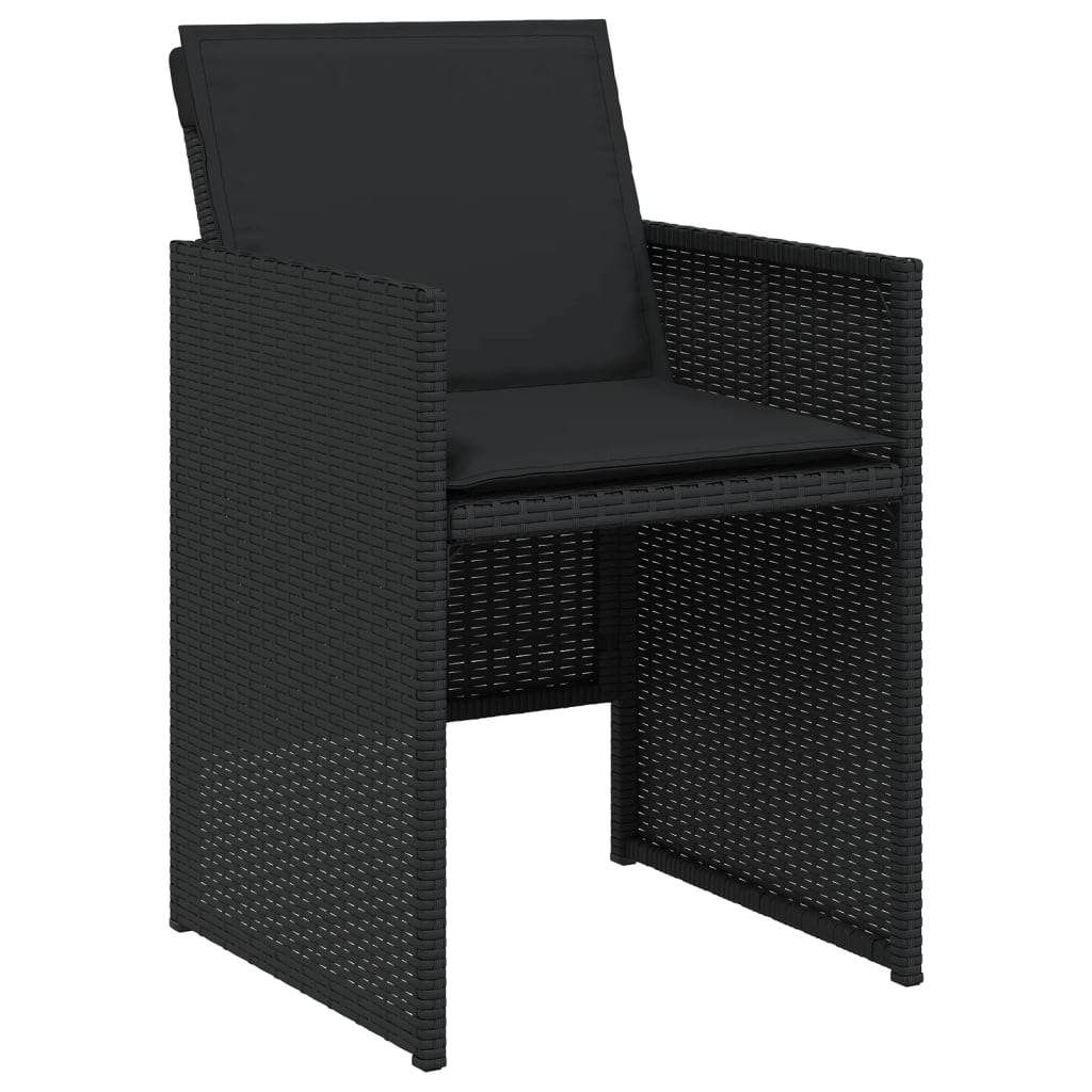 Set mobilier de grădină cu perne, 5 piese, negru, poliratan