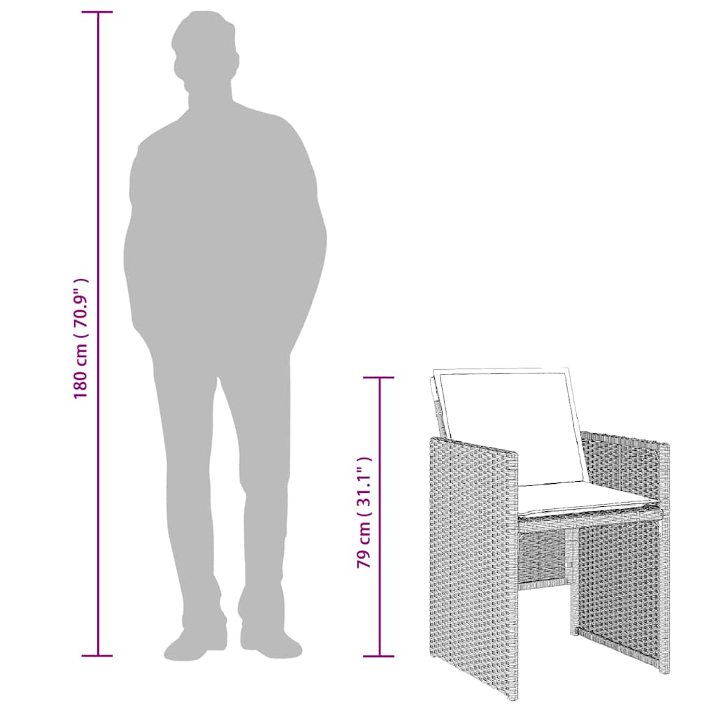 Set mobilier grădină cu perne, 9 piese, gri deschis, poliratan