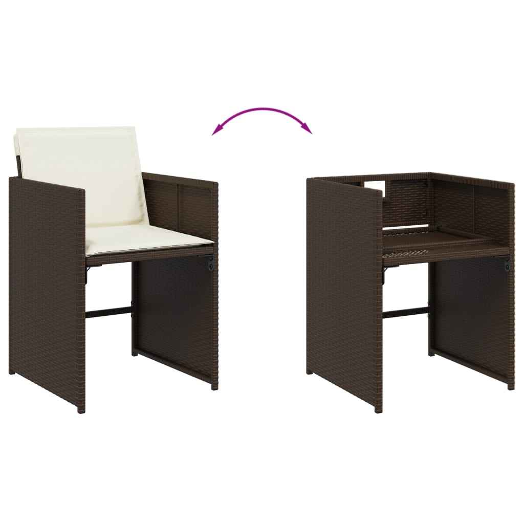 Set mobilier de grădină cu perne, 9 piese, maro, poliratan