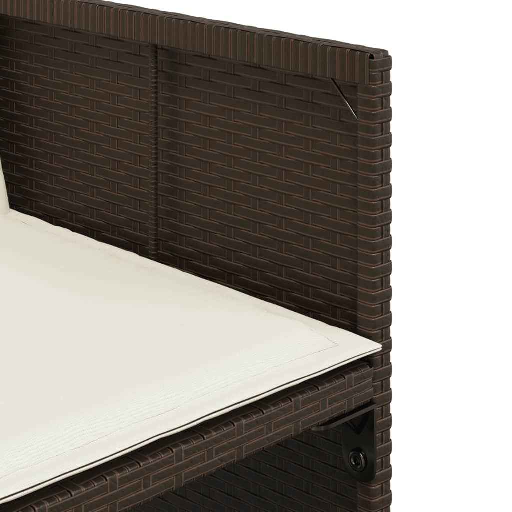 Set mobilier de grădină cu perne, 9 piese, maro, poliratan