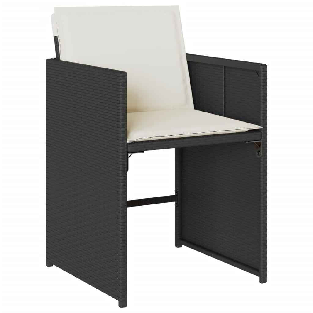 Set mobilier de grădină cu perne, 9 piese, negru, poliratan