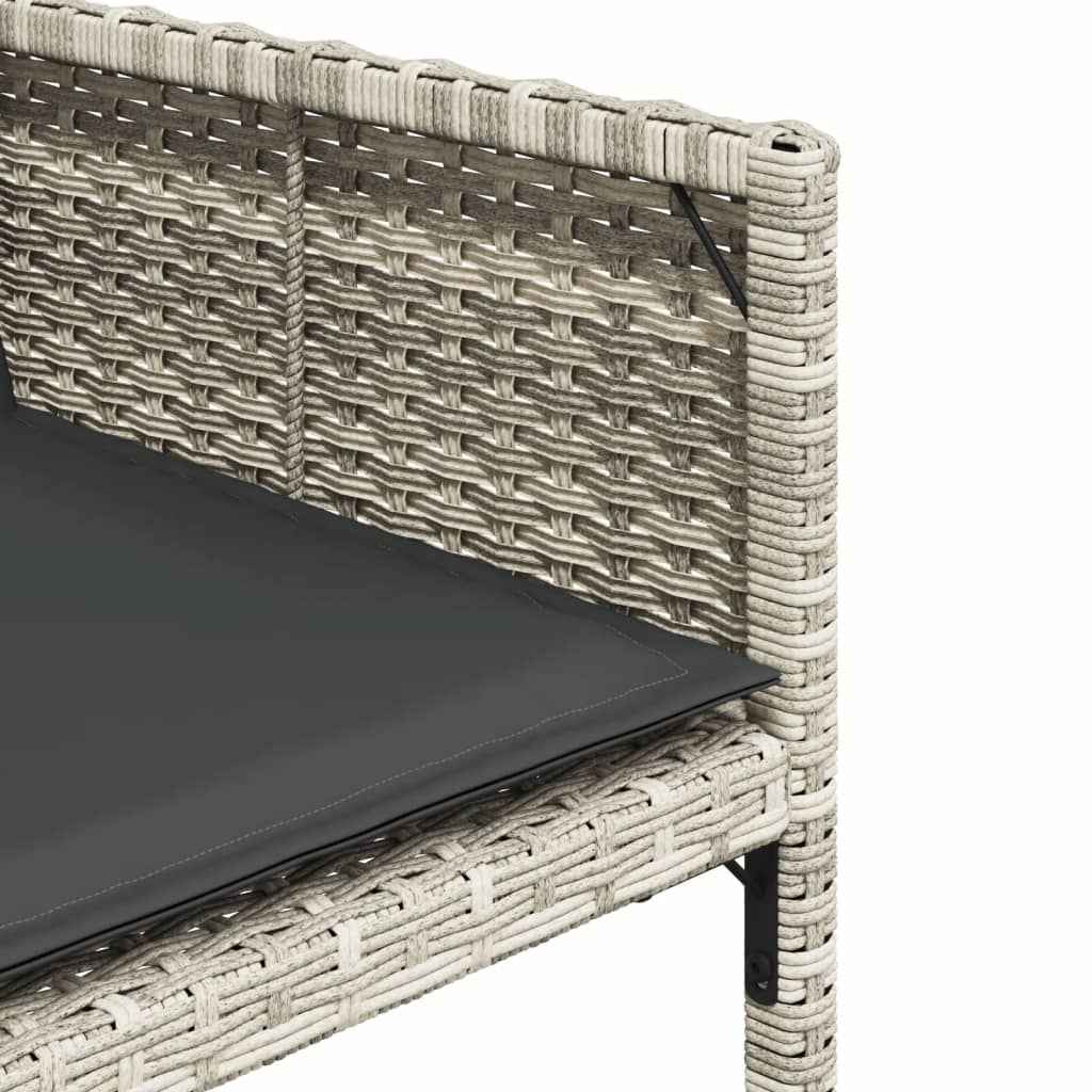 Set mobilier de grădină cu perne, 7 piese gri deschis poliratan
