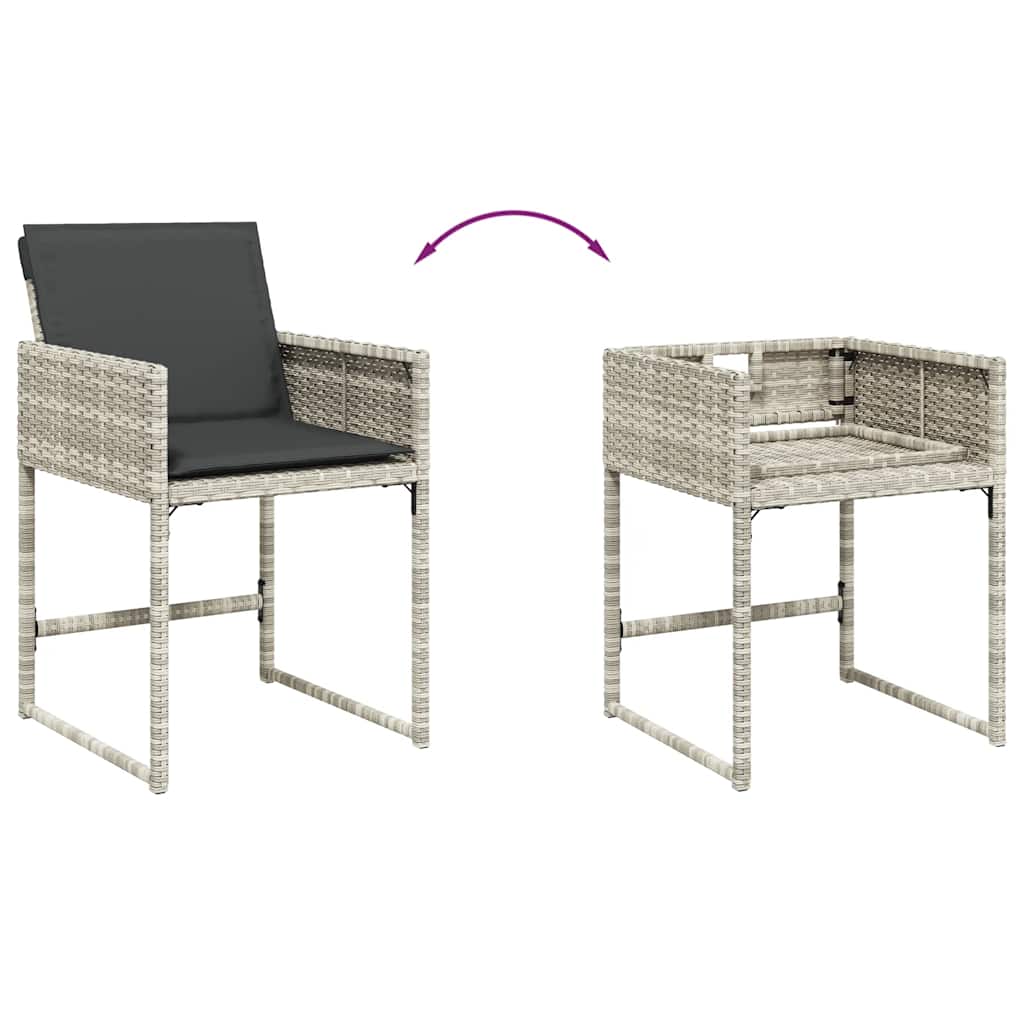 Set mobilier grădină cu perne, 9 piese, gri deschis, poliratan