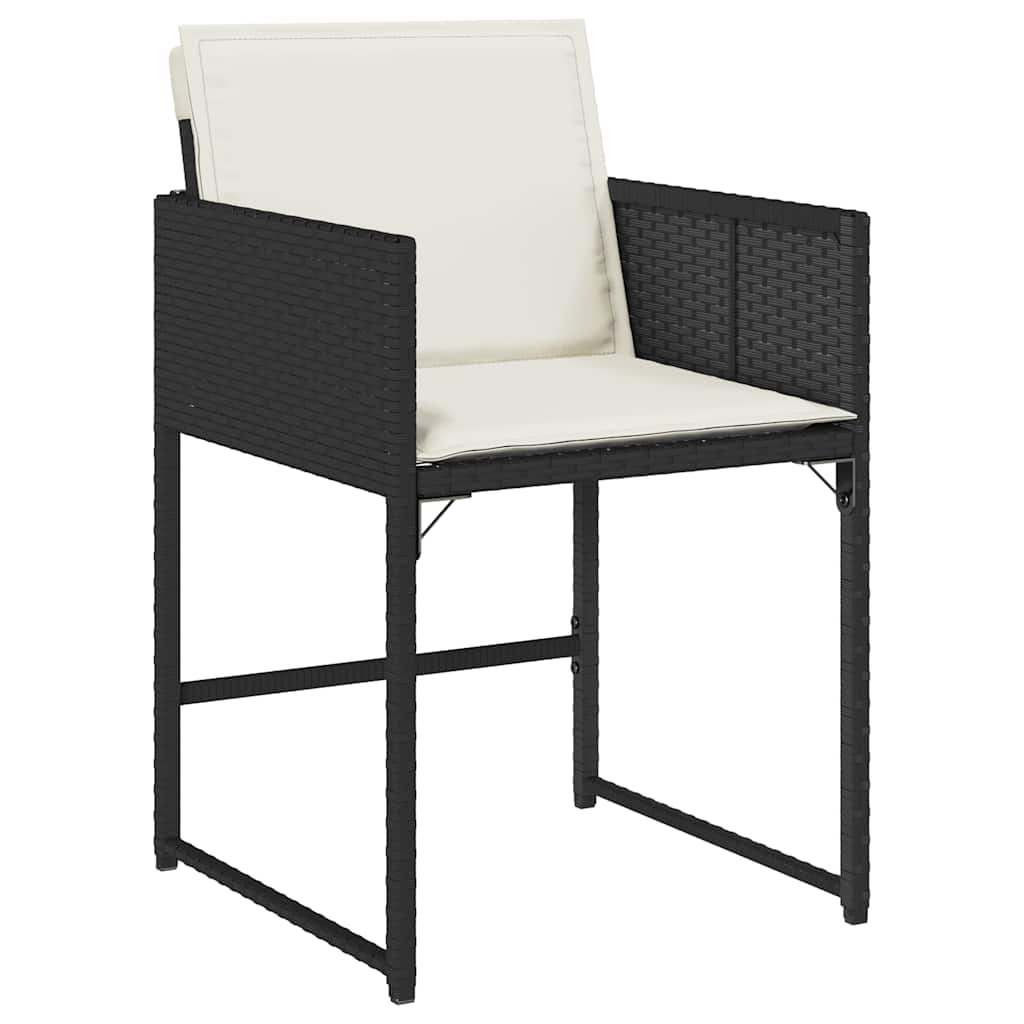 Set mobilier de grădină cu perne, 9 piese, negru, poliratan