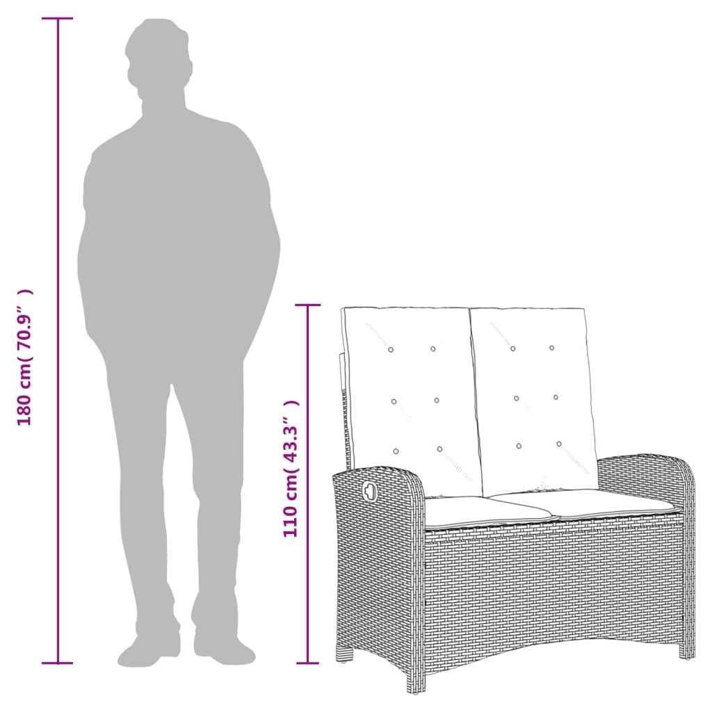 Set mobilier de grădină, 2 piese, cu perne, bej, poliratan