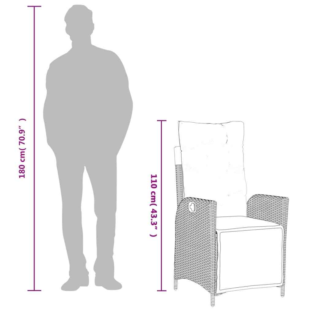 Set mobilier de grădină cu perne, 3 piese, negru, poliratan