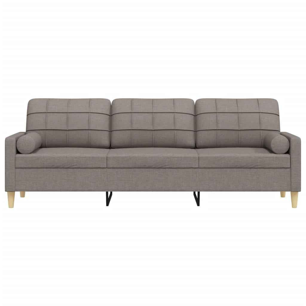 Canapea cu 3 locuri cu pernuțe, gri taupe, 210 cm, textil