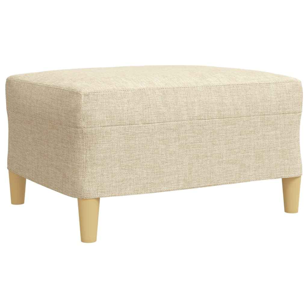 Set de canapele cu taburet, 3 piese, crem, textil